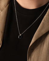 Black Enamel Square Pendant Necklace
