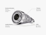 Sterling silver ring with black gemstone and star design