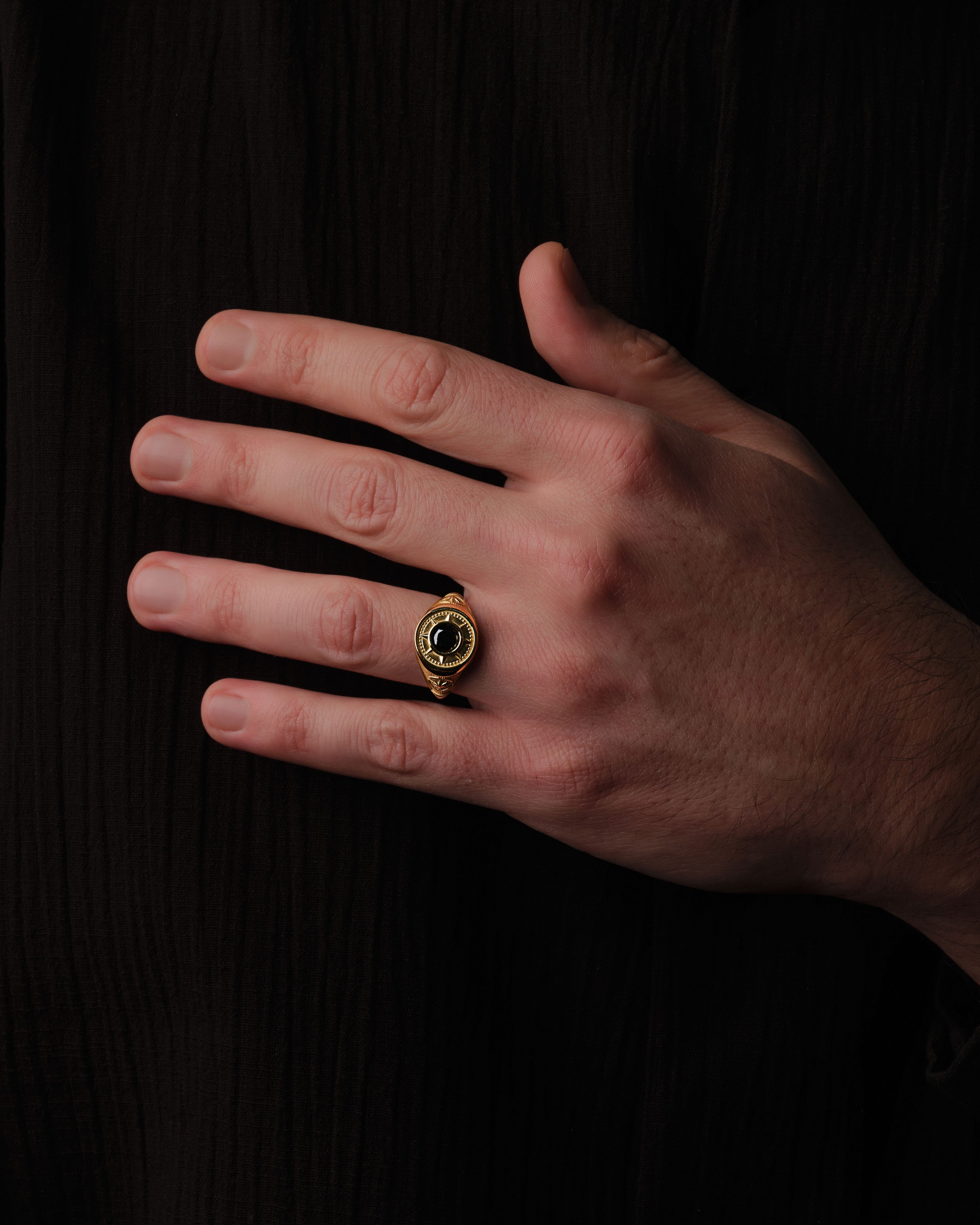 14k Gold Black Diamond North Star Ring