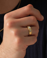 Men's Baguette Cut Moissanite Ring - Gold Vermeil