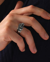 Oxidized Dragon Signet Ring - Sterling Silver