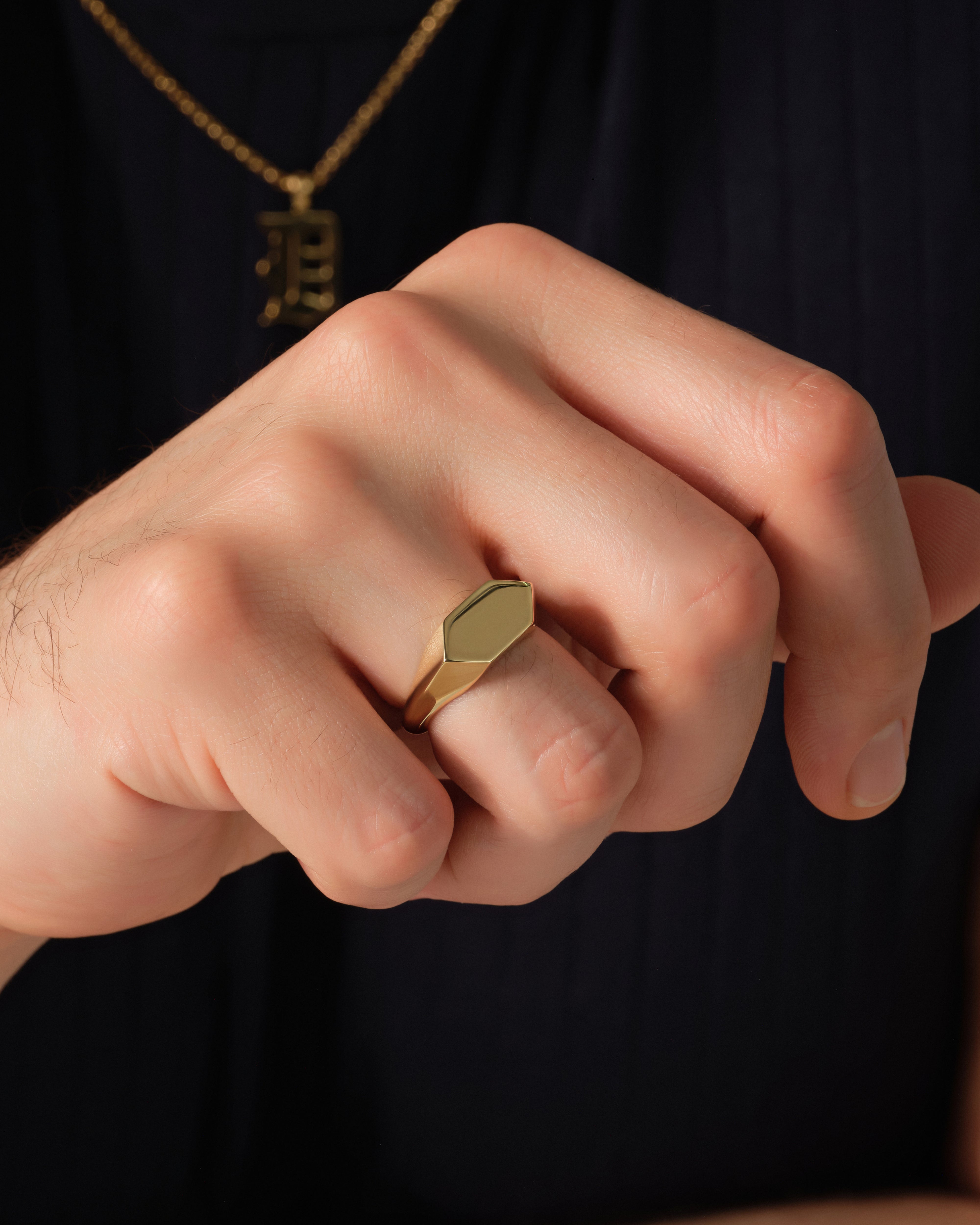 Hexagon Signet Ring - Gold Vermeil