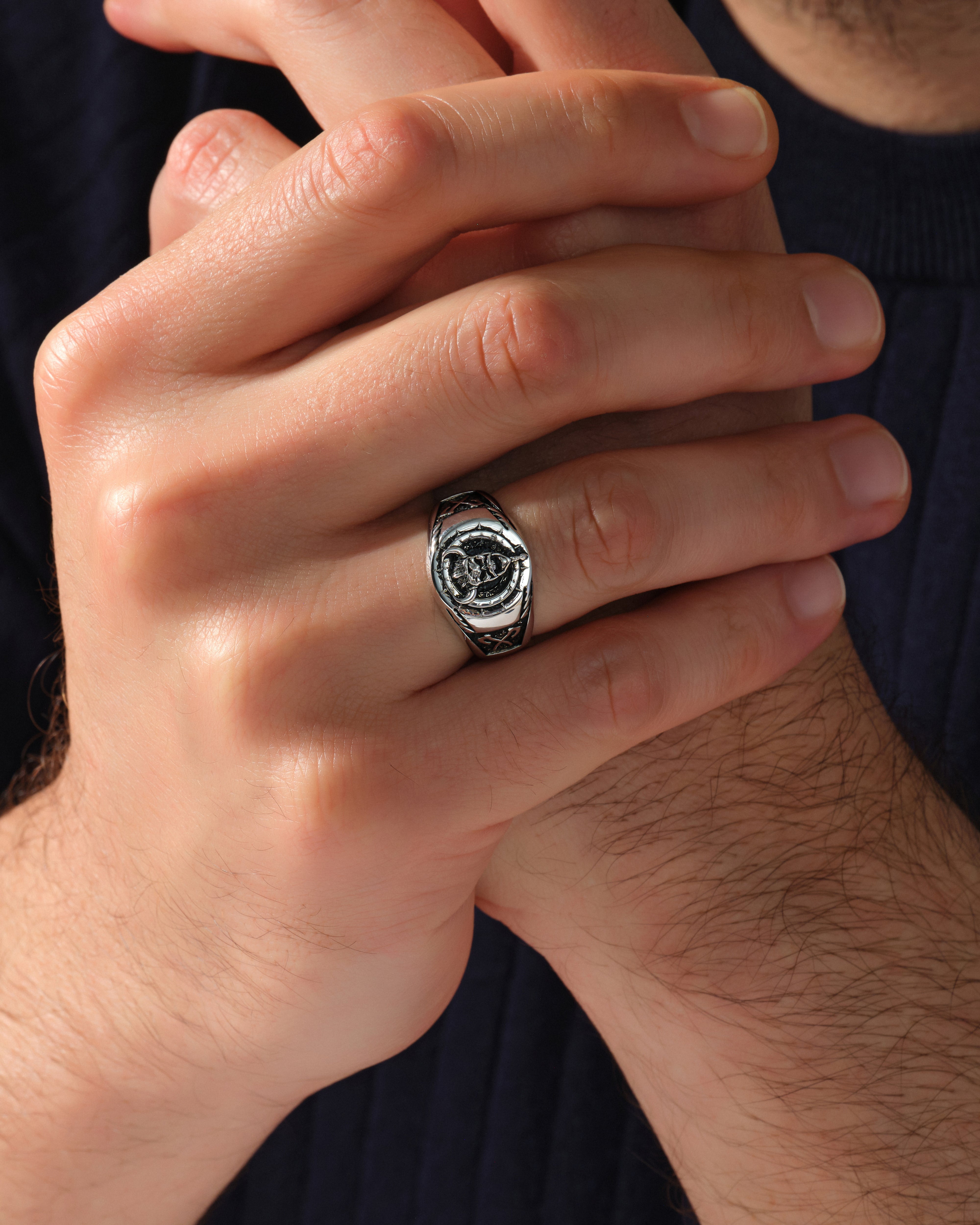 Oxidized Viking Ring - Sterling Silver