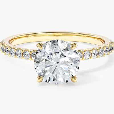 Hidden Halo with Pave Set Sidestones Engagement Ring