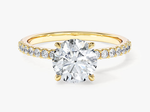 Hidden Halo with Pave Set Sidestones Engagement Ring