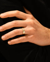 Gold ring with diamonds on a man's hand
