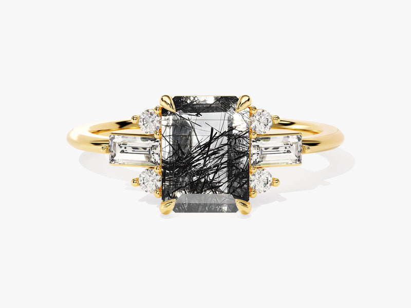Gold ring with tourmaline and diamond accents
