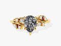 Pear Black Rutilated Quartz Engagement Ring with Moissanite Cluster