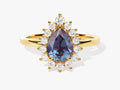 Pear Lab Alexandrite Engagement Ring with Moissanite Halo