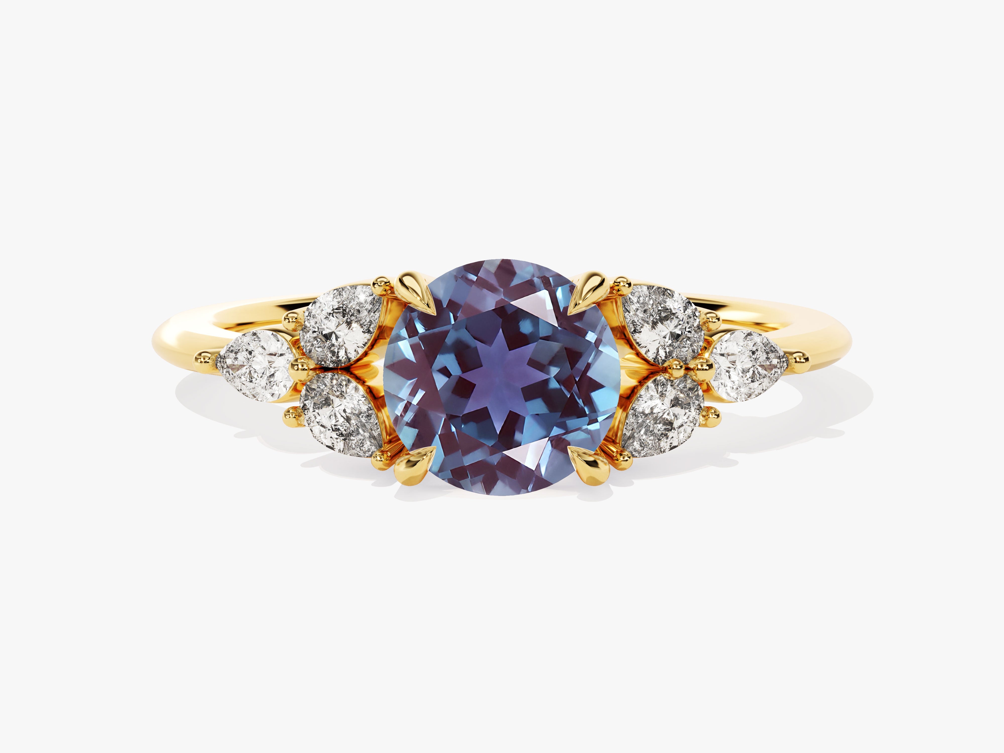 Gold ring with oval alexandrite and diamonds