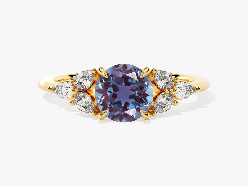 Gold ring with oval alexandrite and diamonds